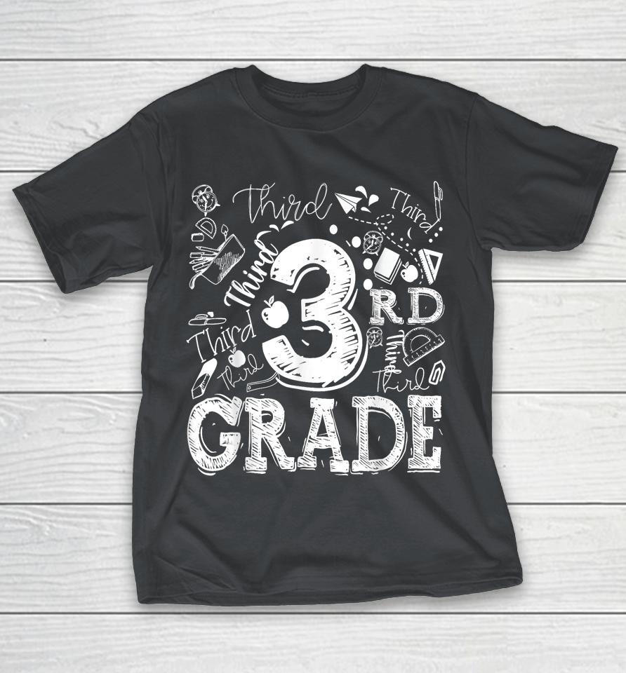 3rd Third Grade Typography Team Kids Teacher Back To School Shirts