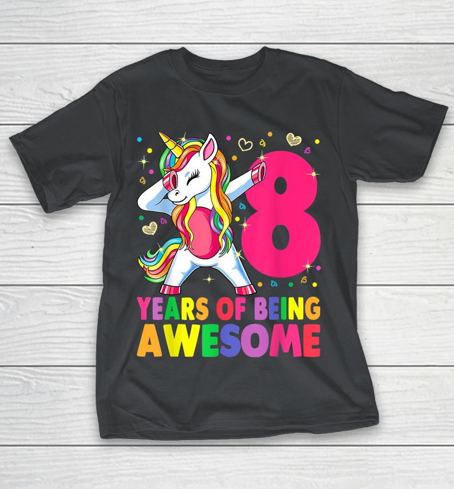 8 Years Old Unicorn Dabbing 8th Birthday Girl Unicorn Party Shirts