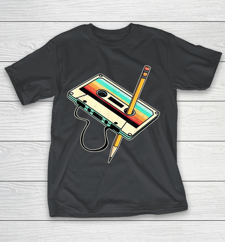 80s Cassette Tape Pencil 1980s Retro Vintage Throwback Music Shirts