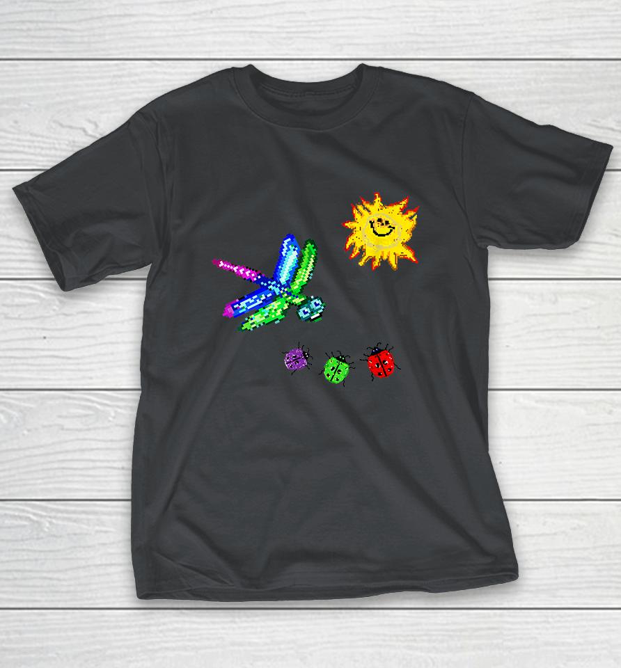 8bit Dragonfly Happy Sun & Cute Ladybug Shirts