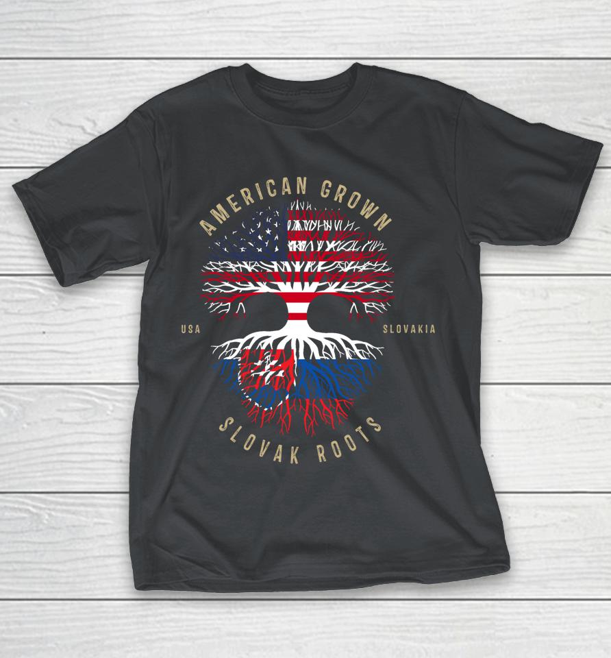 American Grown Slovak Roots Vintage Usa & Slovakia Flags Shirts