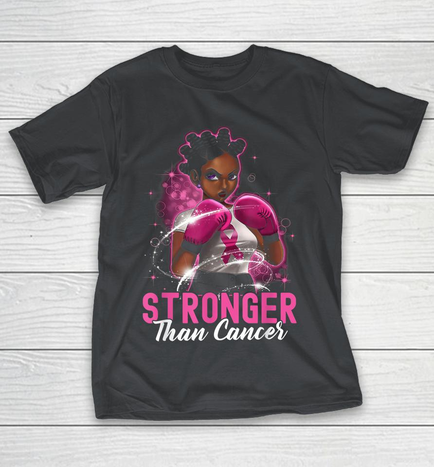 Black Women Queen Stronger Than Breast Cancer Pink Ribbon Shirts