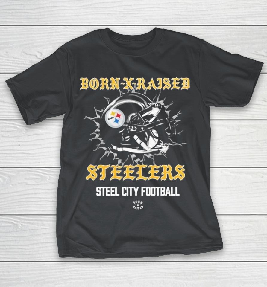 Born X Raised + Pittsburgh Steelers Steel City Football Helmet Shirts