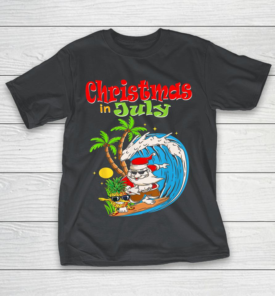 Christmas In July Santa Hawaiian Summer Surf Surfing Surfer Shirts