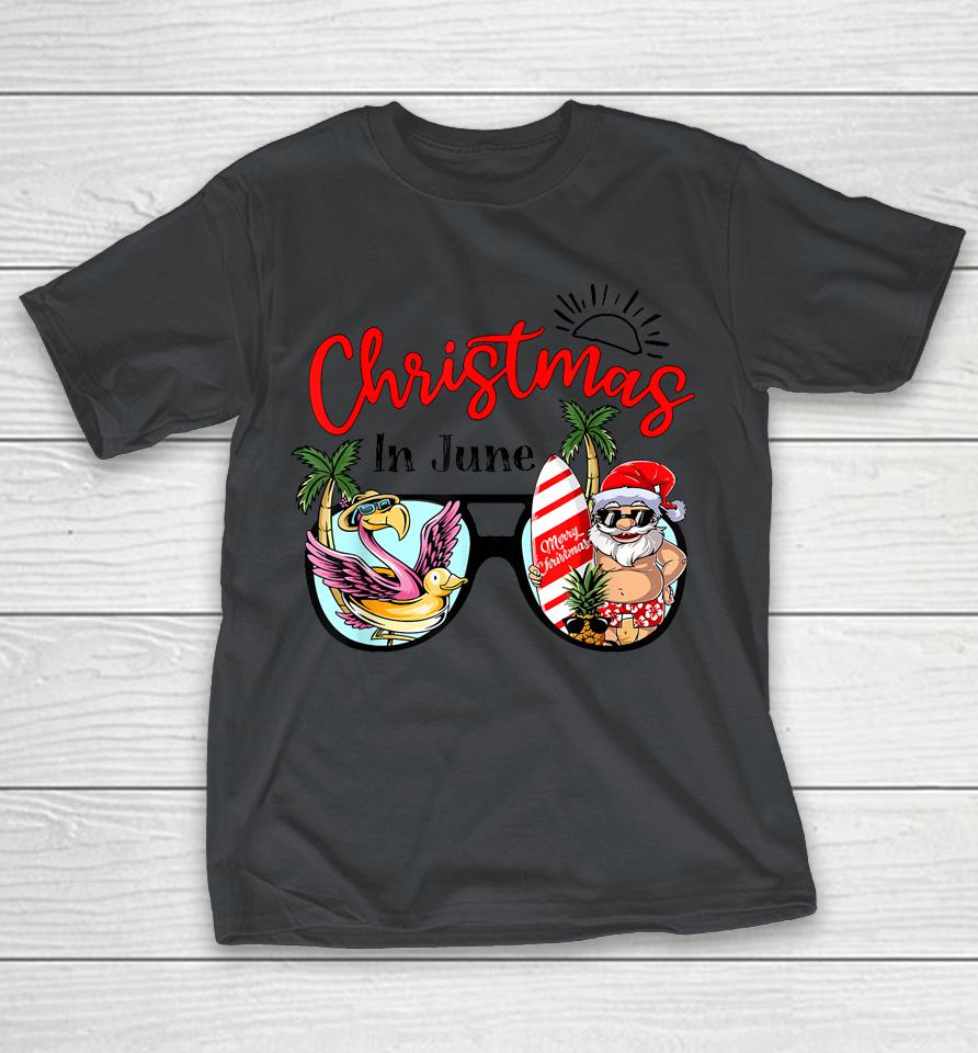 Christmas In June Sunglasses Santa Flamingo Summer Vacation Shirts