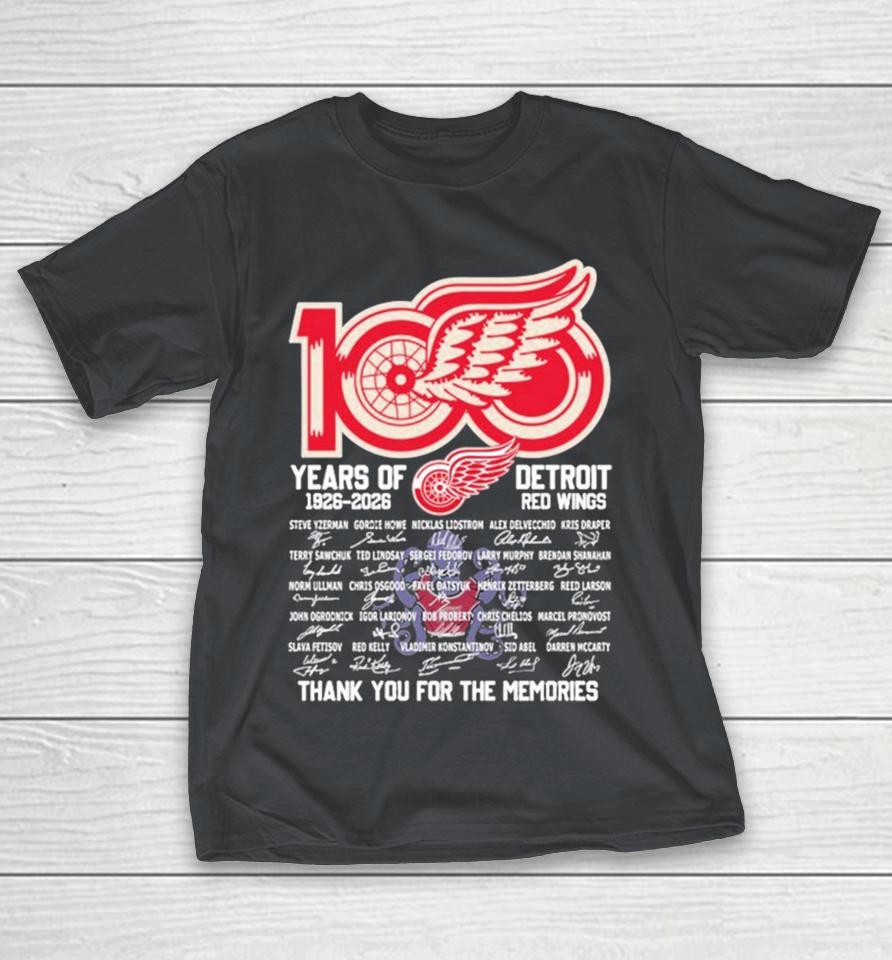 Detroit Red Wings 100 Years Of 1926 2026 Anniversary Thank You For The Memories Signatures Shirts