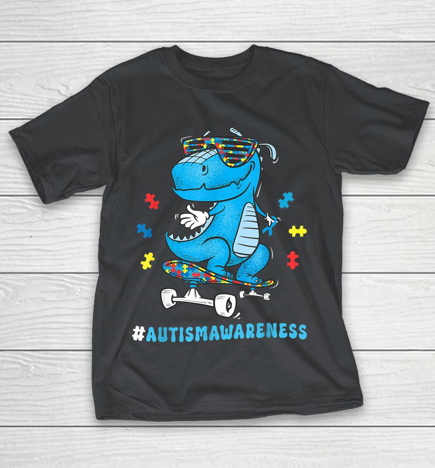 Dinosaur Skateboarding Autism Awareness Choose Kindness Shirts