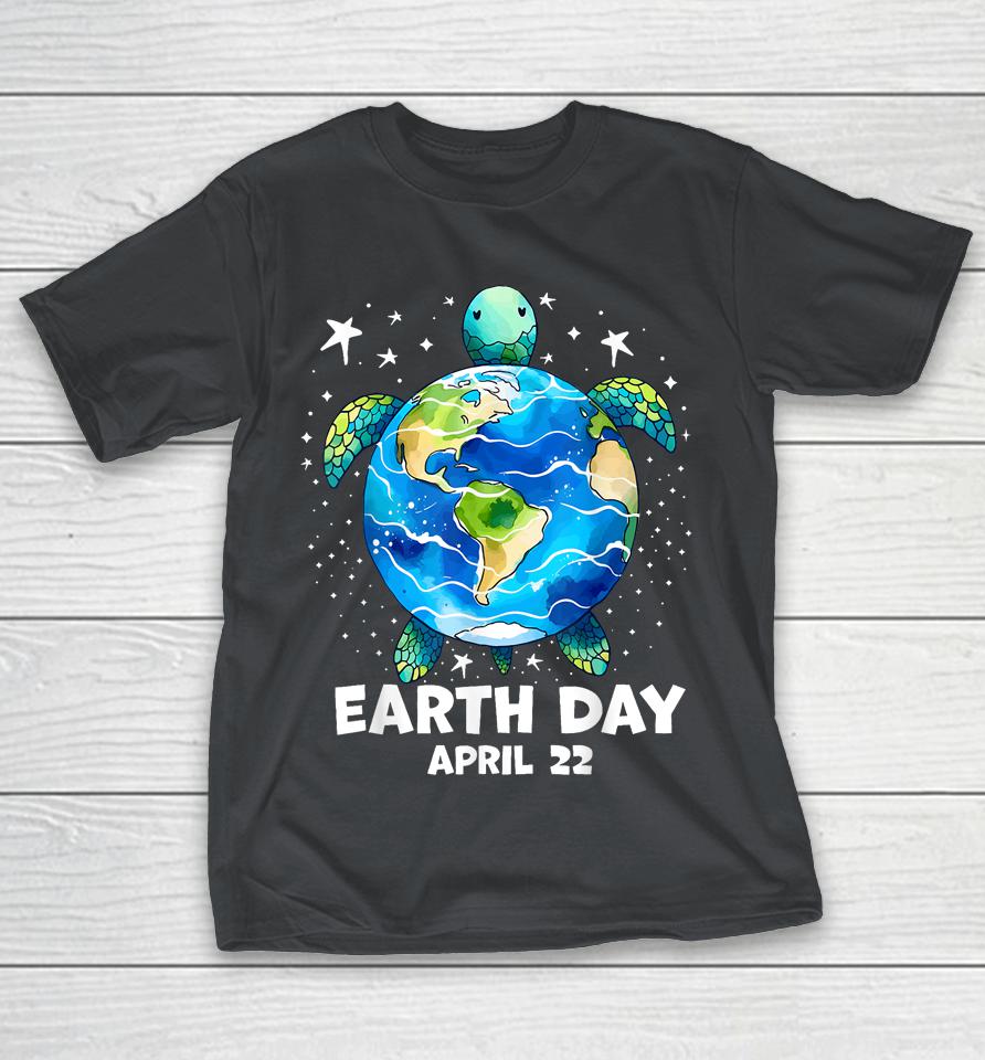 Earth Day 2025 Restore Earth Sea Turtle Art Save The Planet Shirts