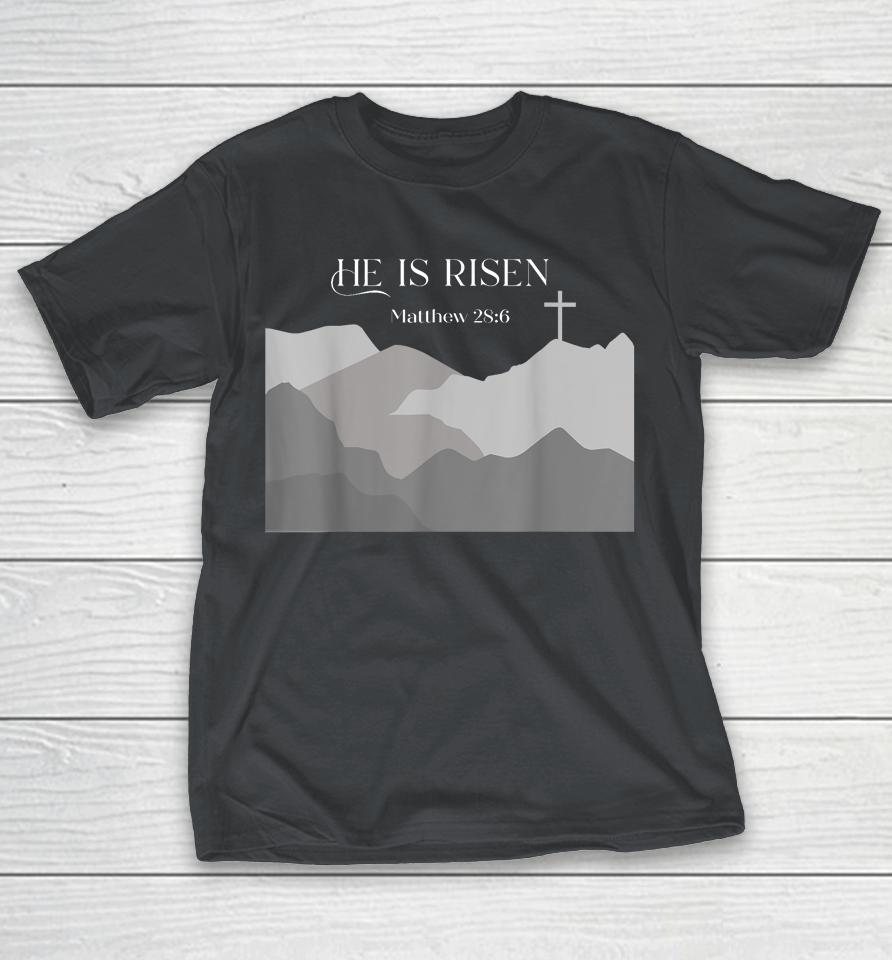 Easter Cross He Is Risen Christian Inspiration Graphic Shirts