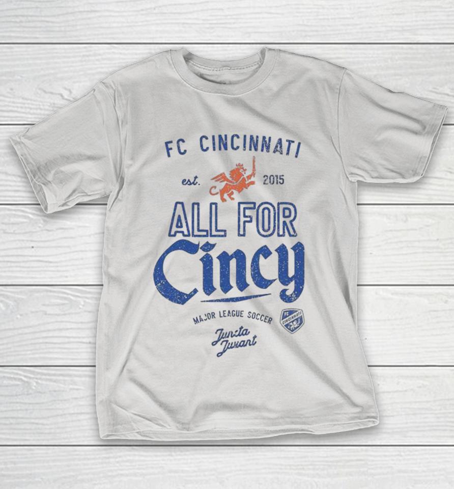 Fc Cincinnati All For Cincy Retro Inspired Text Shirts