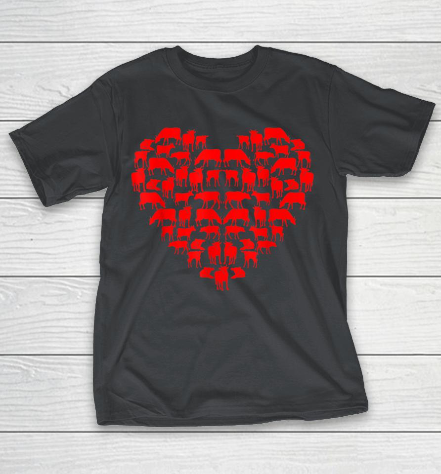 Funny I Love My Cows Lovers Farmers Hearts Valentine's Day Shirts