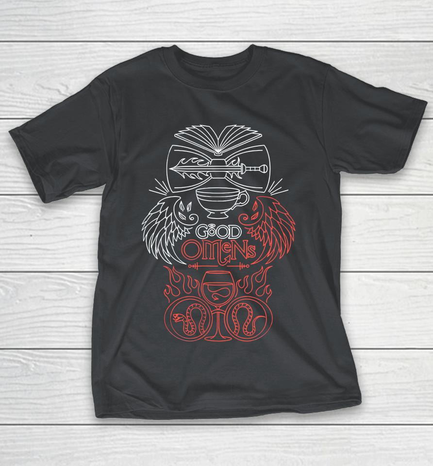 Good Omens Blue And Red Crest Shirts