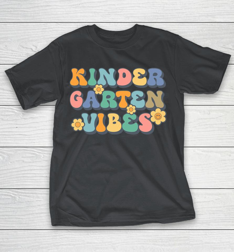 Groovy Hello Kindergarten Vibes Retro Teacher Back To School Shirts