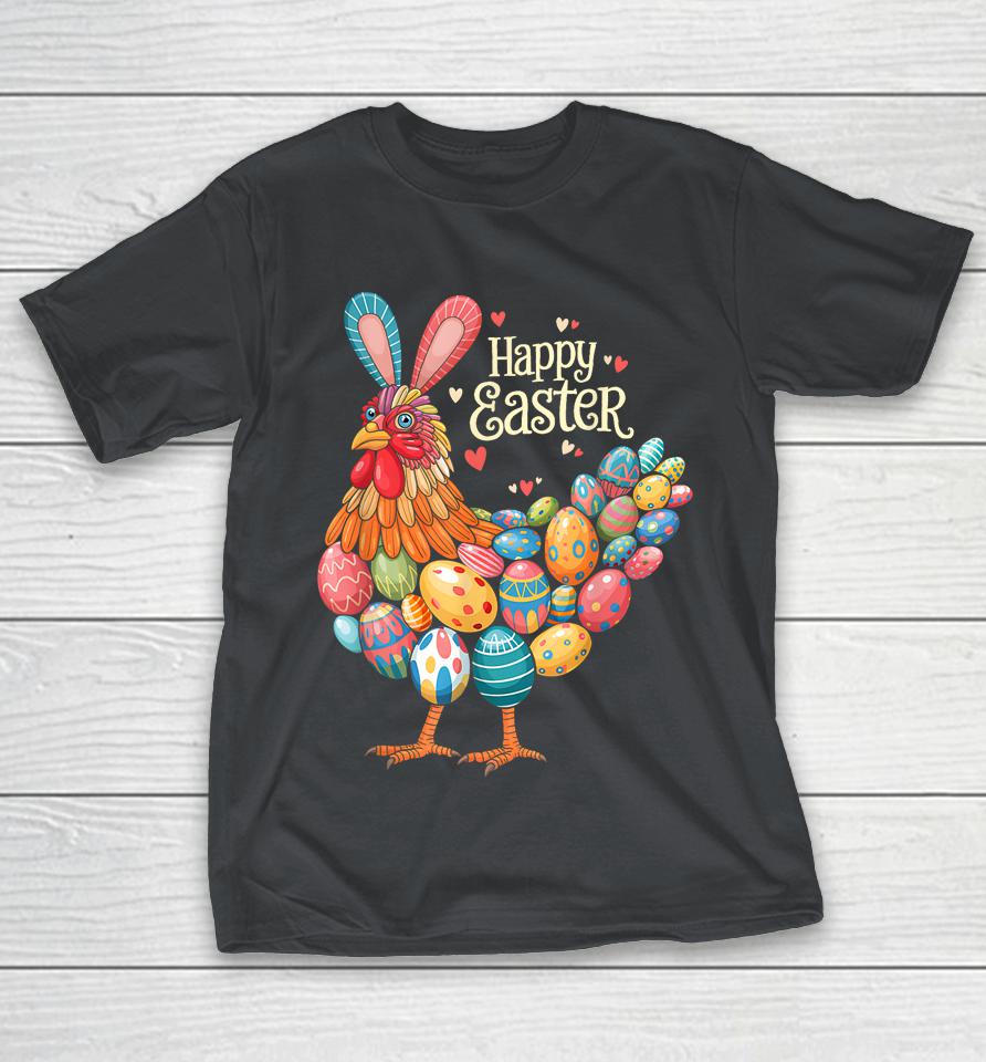 Happy Easter Day Chicken Bunnies Colorful Eggs Farm Shirts
