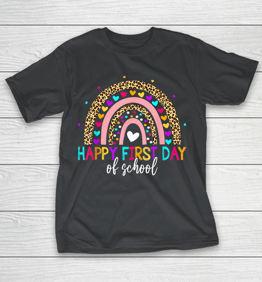 Happy First Day Of School Rainbow Leopard Teacher Student Shirts