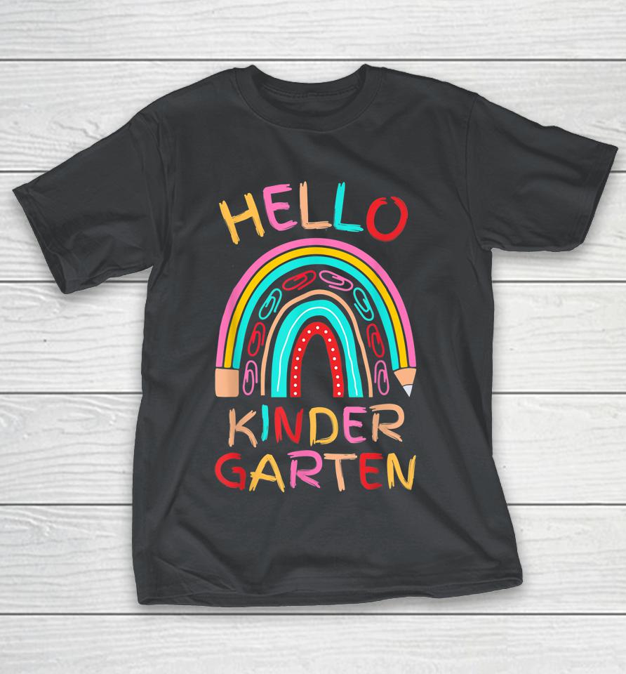 Hello Kindergarten Cute Pencil Rainbow Back To School Shirts