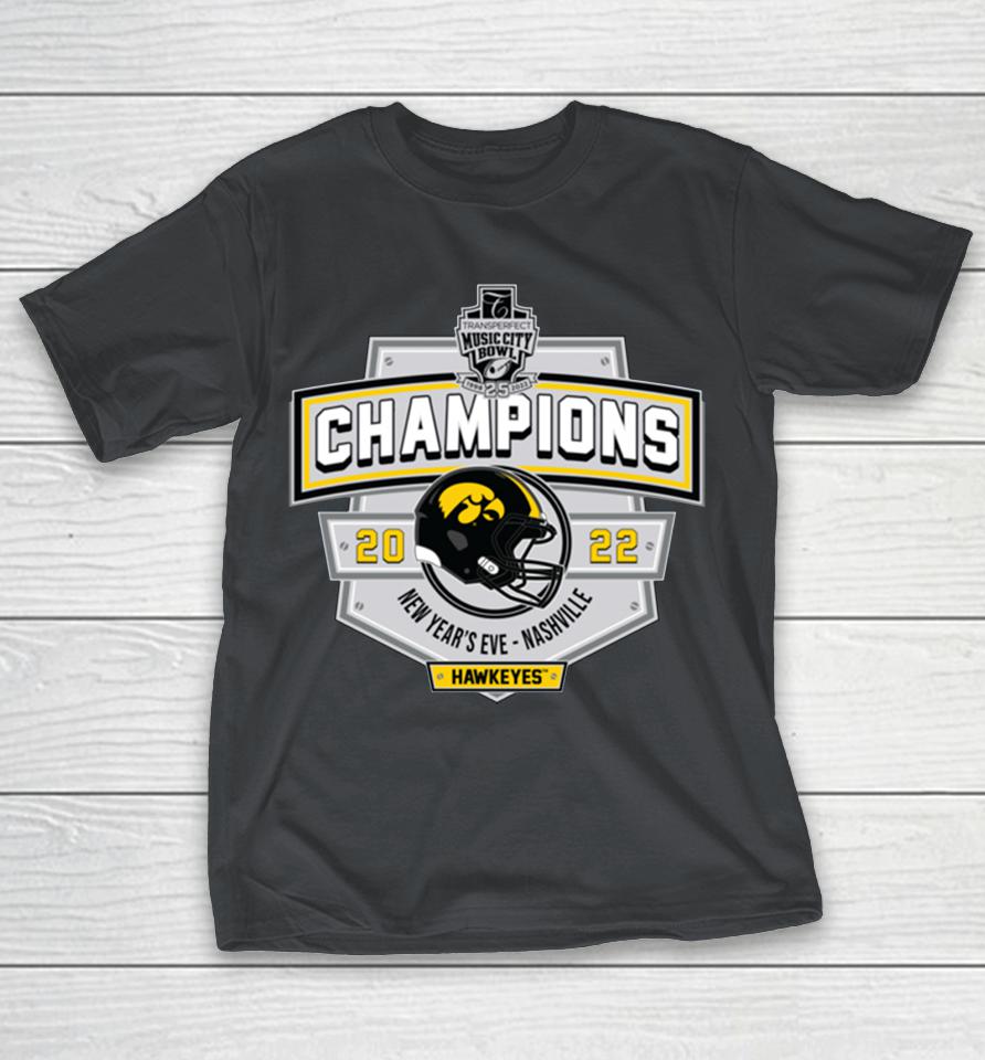 Iowa Hawkeyes 2023 Transperfect Music City Bowl Champions Shirts