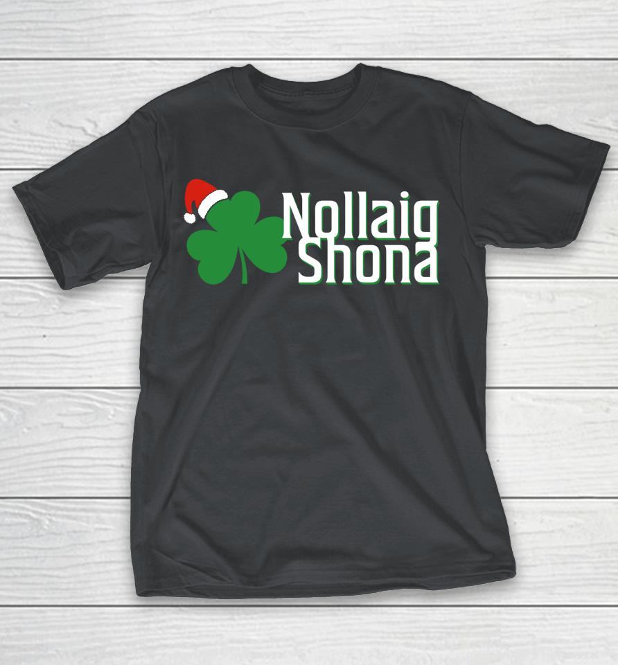 Irish Merry Christmas Nollaig Shona Gaelic Santa Shamrock Shirts