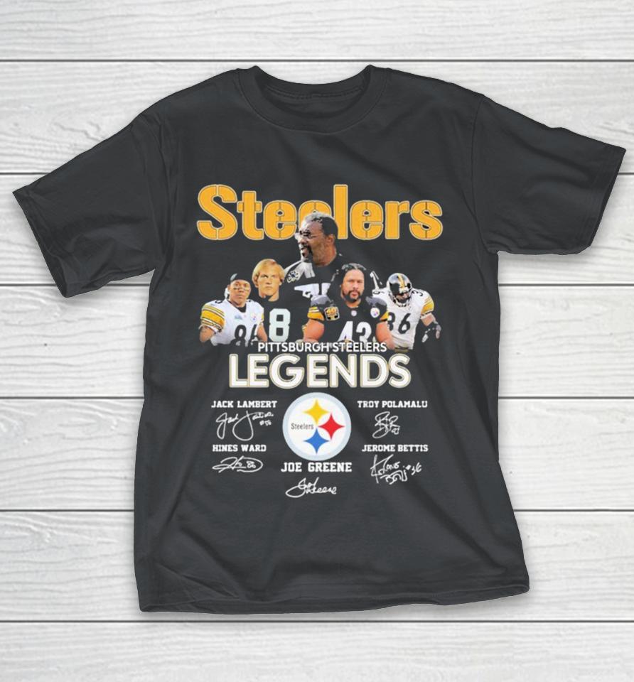 Jack Lambert Troy Polamalu Hines Ward Jerome Bettis And Joe Greene Pittsburgh Steelers Legends Signatures Shirts