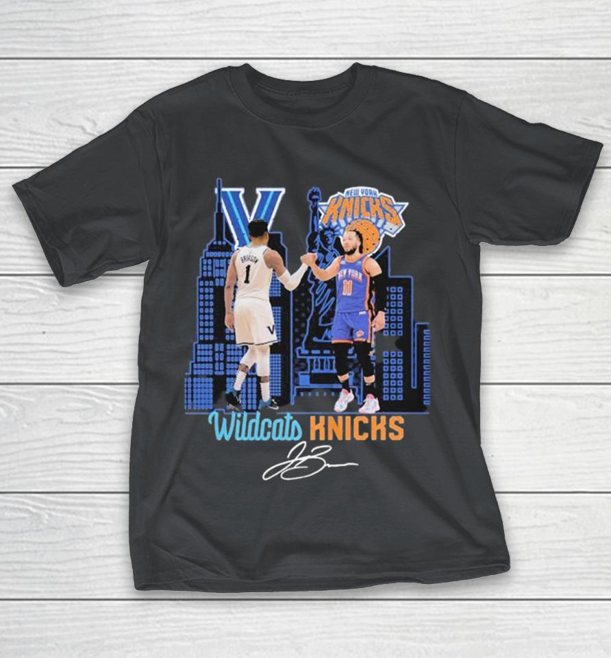 Jalen Brunson Villanova Wildcats X New York Knicks Signature Shirts