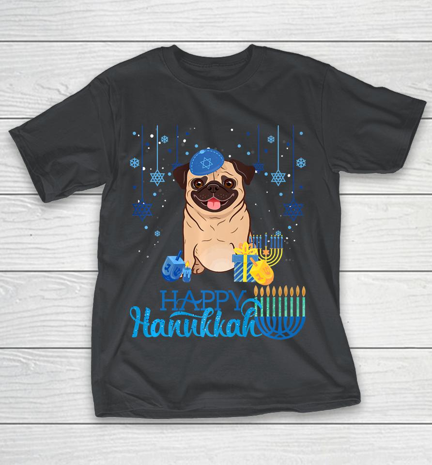 Jewish Pug Dog Menorah Hat Chanukah Hanukkah Jewish Xmas Shirts WoopyTee