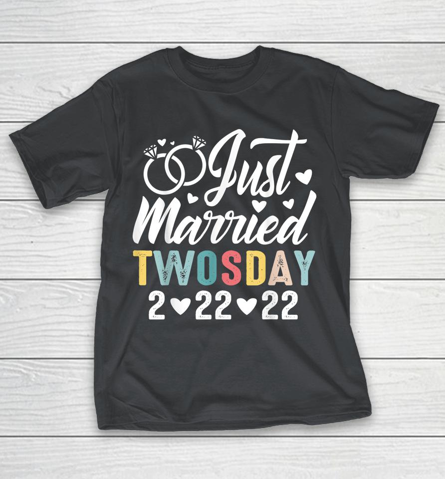 Just Married Twosday 2-22-22 Husband Wife Matching Couples Shirts