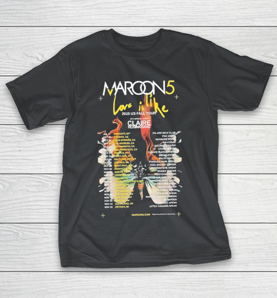 Maroon 5 Love Is Like 2025 US Fall Tour Dates Shirts