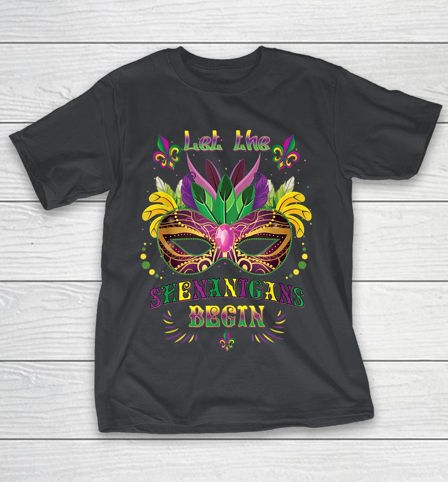 Mask Let The Shenanigans Begin Womens Mardi Gras Shirts