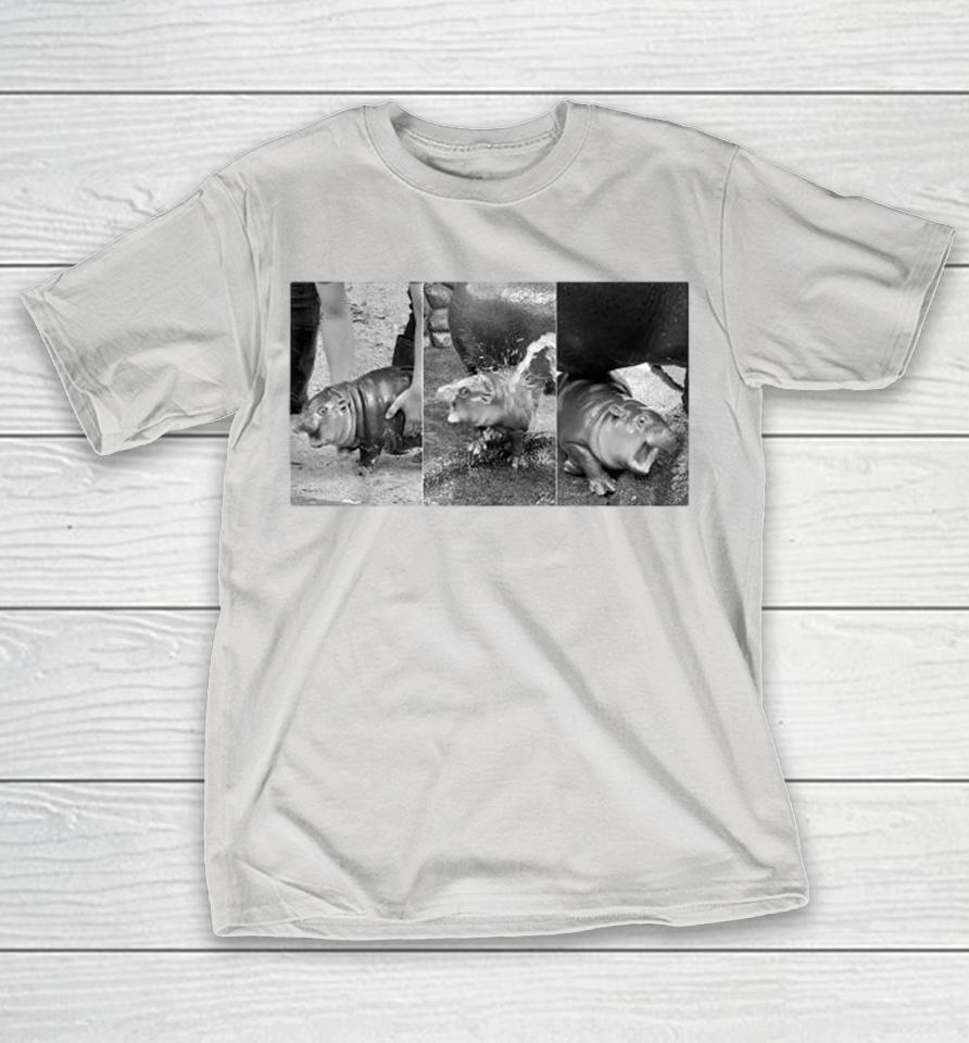 Moo Deng Baby Hippo Zoo Baby Hippo Black And White T-Shirts