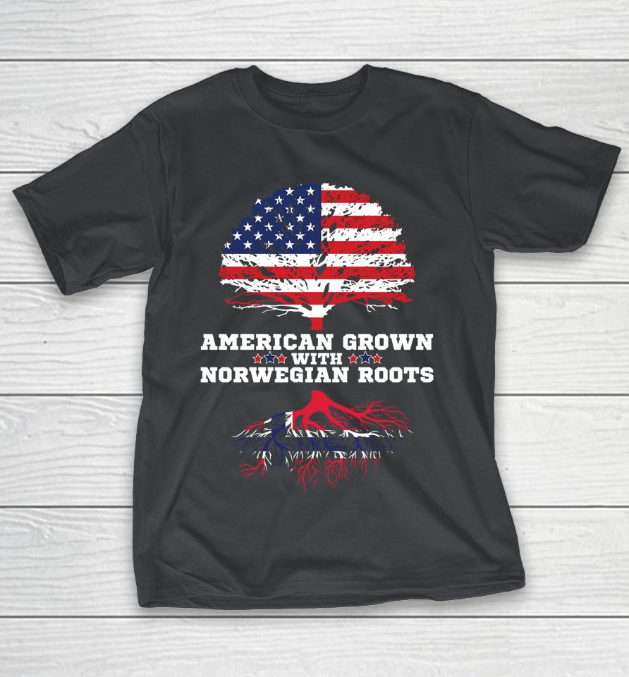 Norwegian American American Grown With Norway Roots Shirts