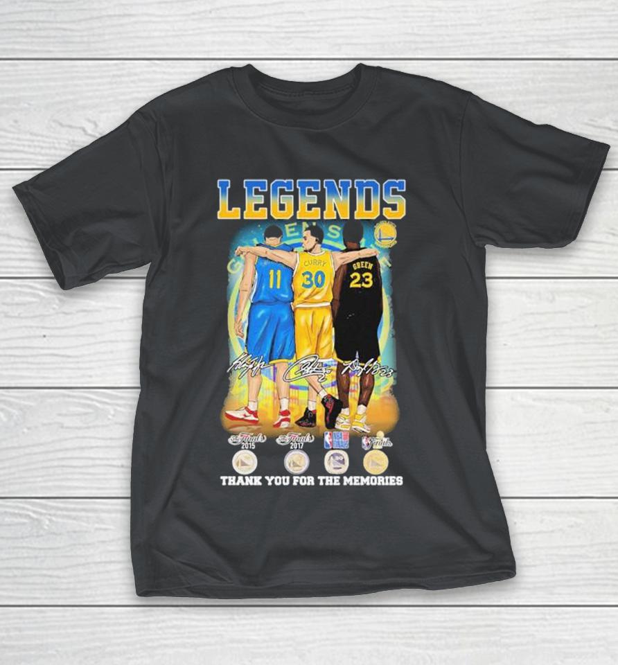 Official Klay Thompson Stephen Curry And Draymond Green Golden State Warriors Legends Thank You For The Memories Signatures Shirts