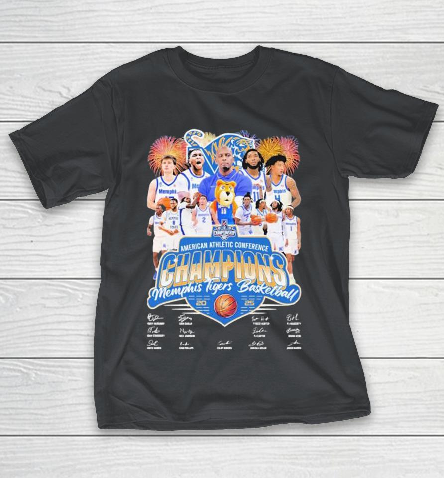 Official Memphis Tigers Basketball American Athletic Conference Champions 2025 Signatures Shirts