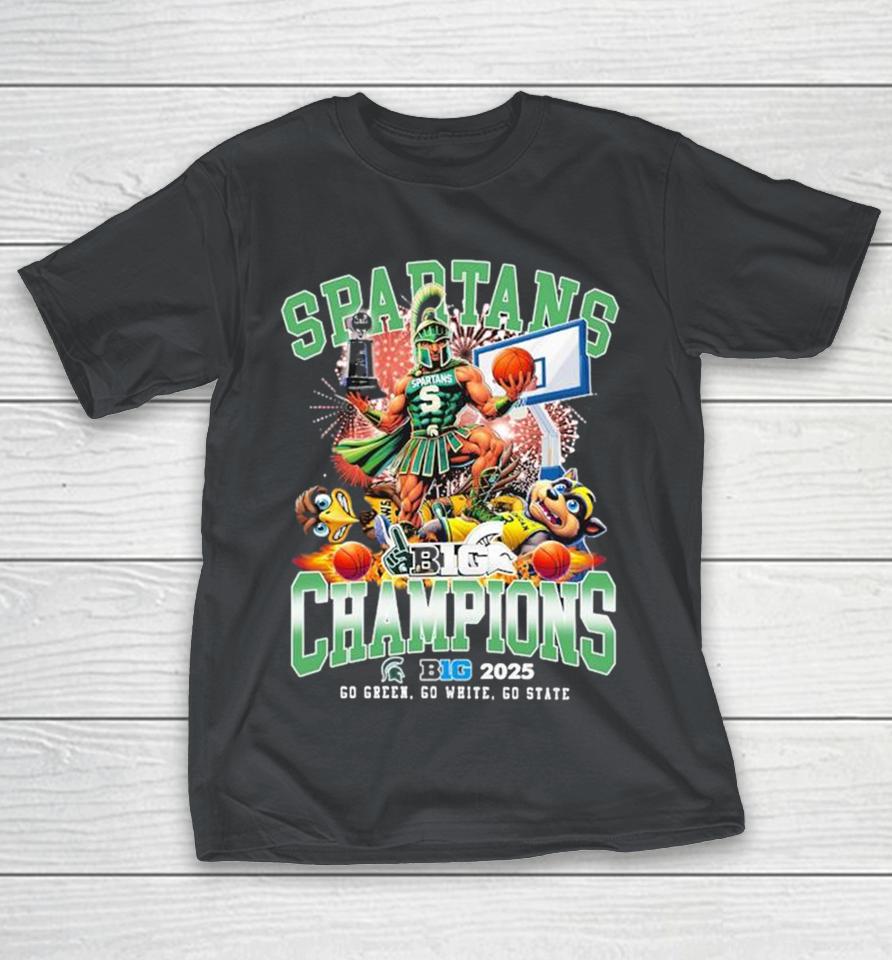 Official Michigan State Spartans Beats Iowa Hawkeyes Michigan Wolverines Big 10 Champions 2025 Mascots Go Green Go Whtie Go State Trophy Shirts