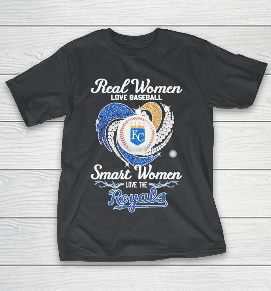 Official Real Women Love Baseball Smart Women Love Kansas City Royals Diamond Heart Shirts