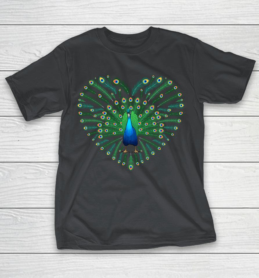 Peacocks Feather Heart Bird Lover Shirts