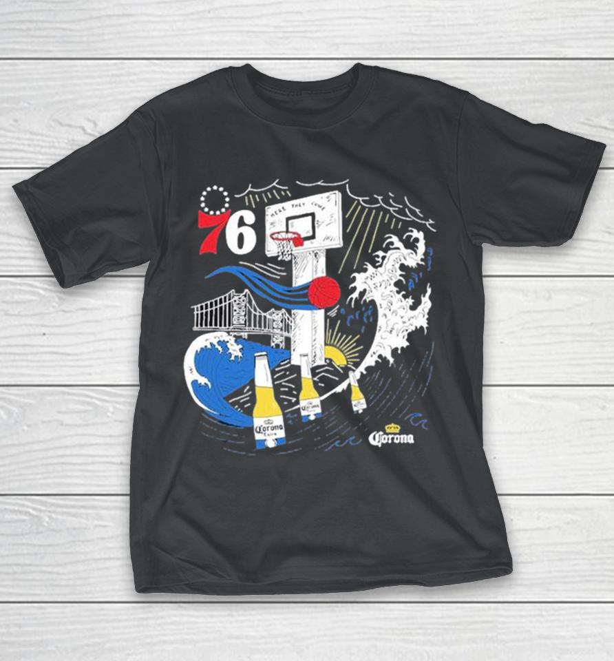 Philadelphia 76Ers Corona Extra Beer Here They Come Shirts