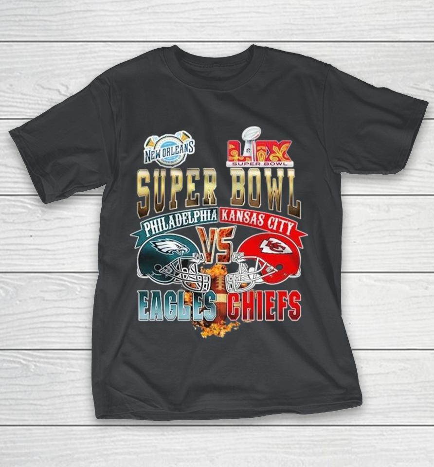Philadelphia Eagles Vs Kansas City Chiefs Super Bowl LIX New Orleans 2025 Helmet Shirts