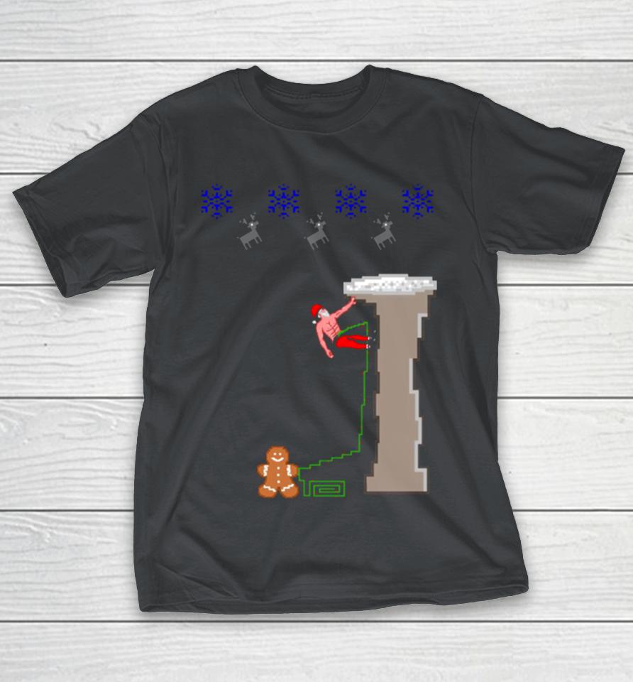 Pixel Santa Climbing Christmas Rock Climbing Shirts