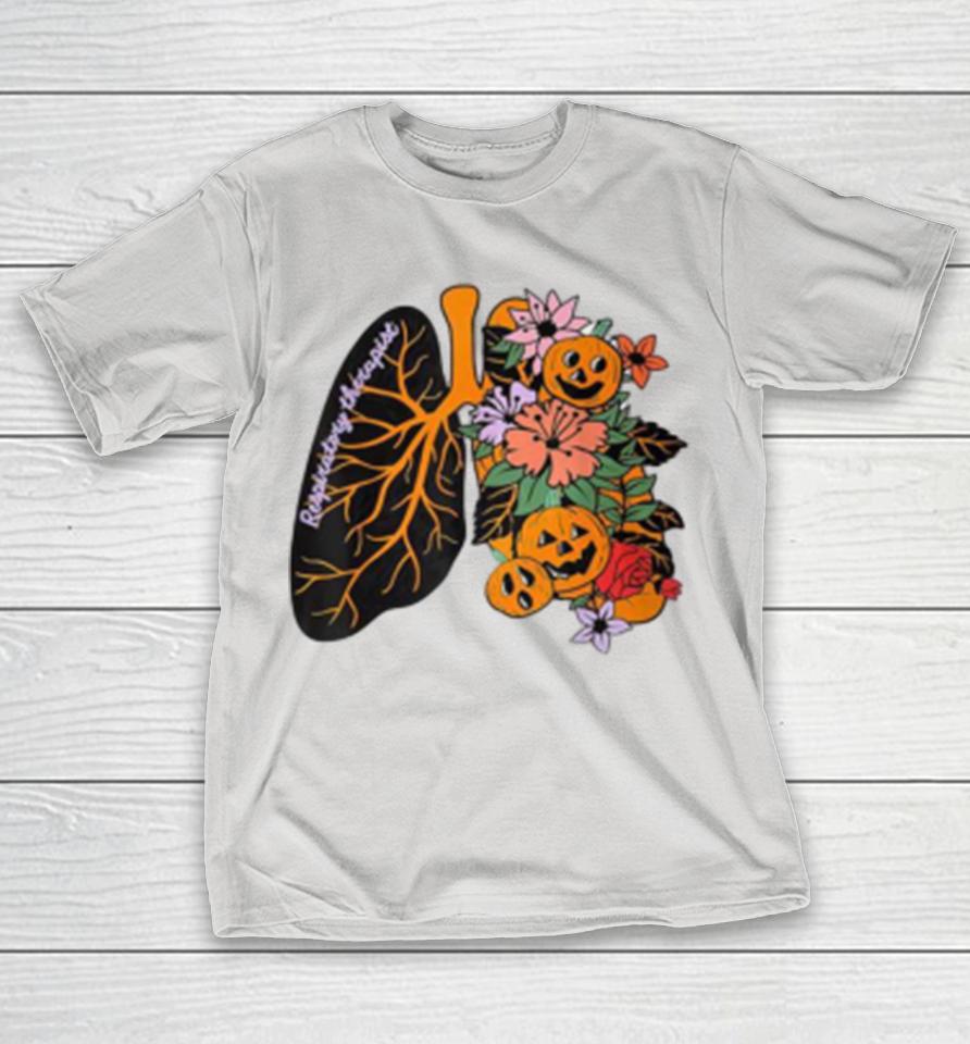 Respiratory Therapist Rt Lung Floral Pumpkin Halloween Shirts