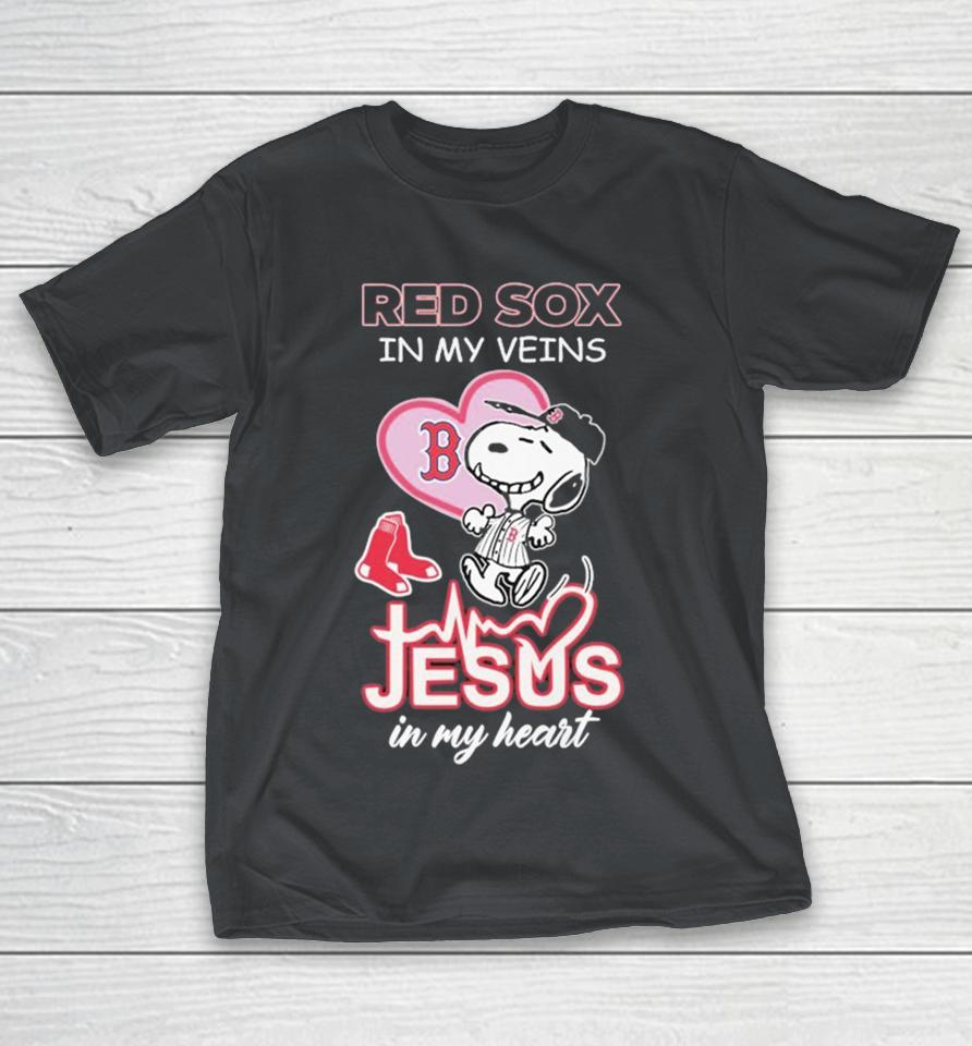 Snoopy The Peanuts Fan Boston Red Sox In My Veins Jesus In My Heart Shirts