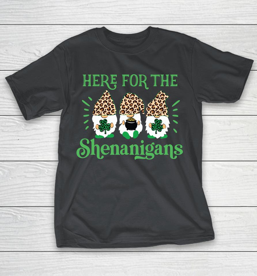 St Patricks Day Leopard Gnomes Here For The Shenanigans Shirts