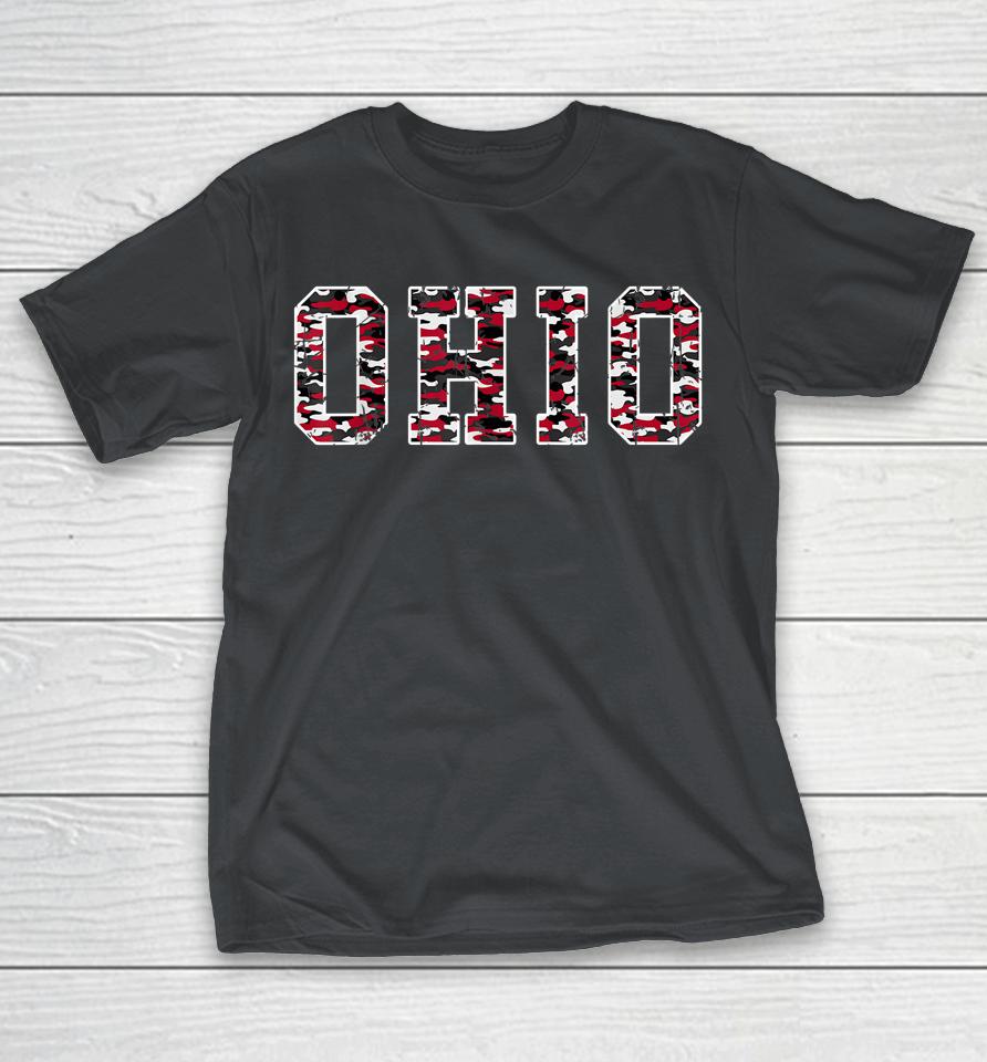 State Of Ohio Ohioan Trendy Distressed Camo Graphic Shirts