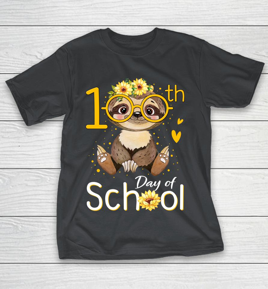 Teacher 100th Day Of School Cute Sloth With Sunflower Girls Shirts