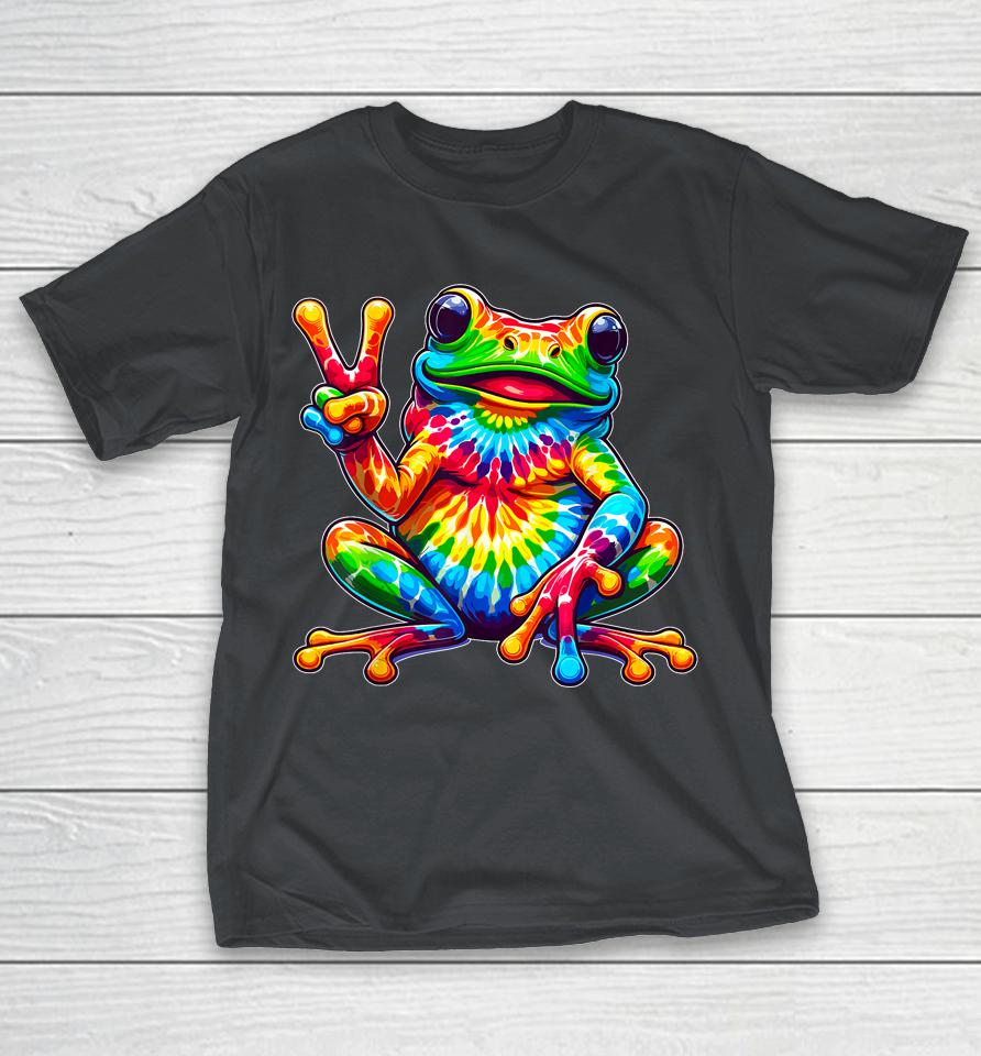 Tie-Dye Frog Peace Sign Hippie Shirts