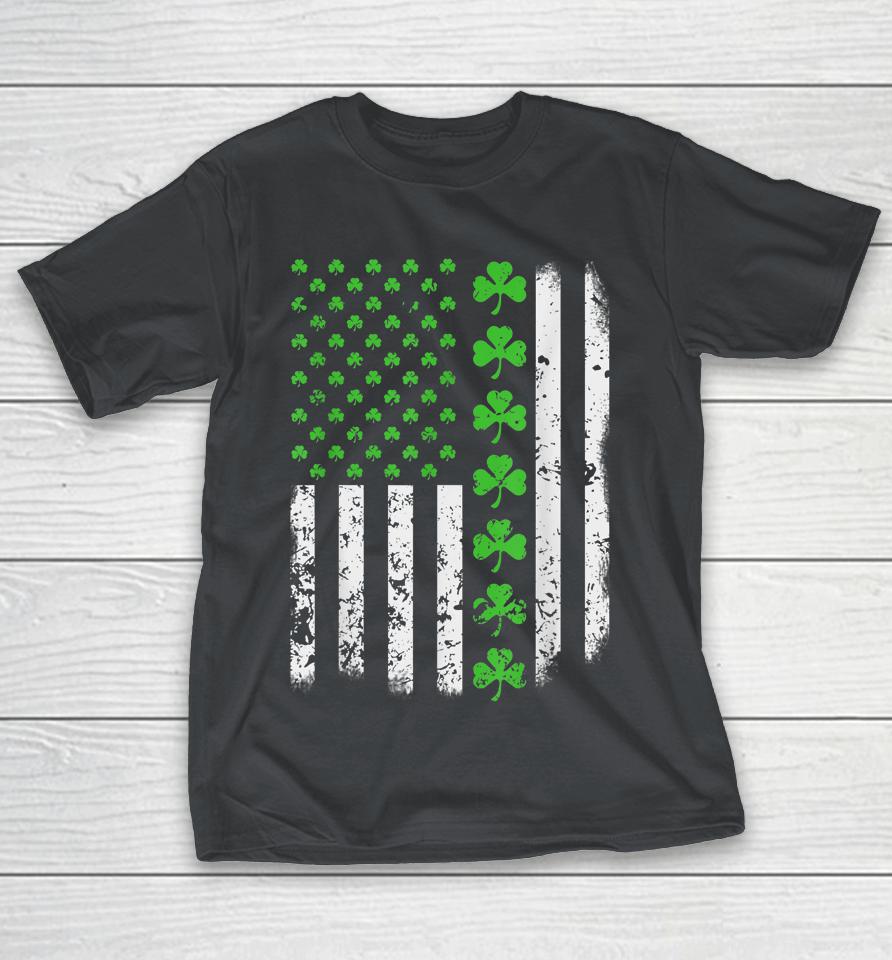 Vintage American USA Flag Shamrock Green Clover St Patrick's Day Shirts