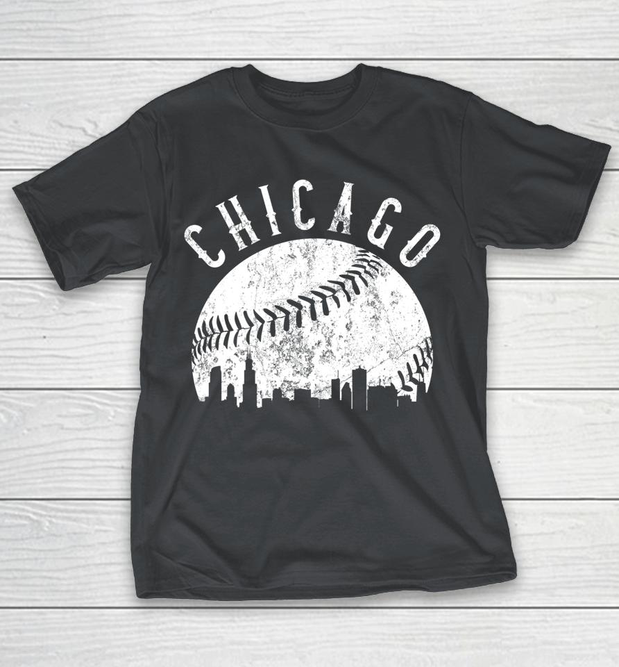 Vintage Chicago Illinois Skyline Baseball Graphic Shirts WoopyTee