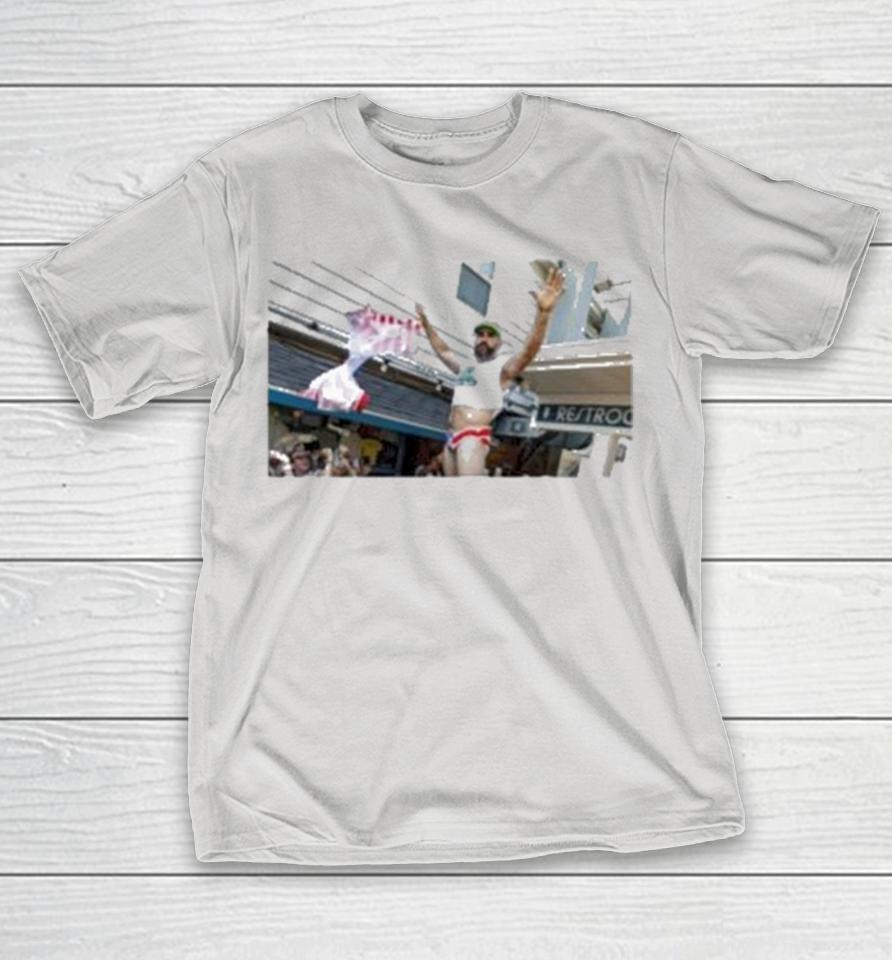 Jason Kelce Strips Down Tiny Flag USA American Flag Shirts
