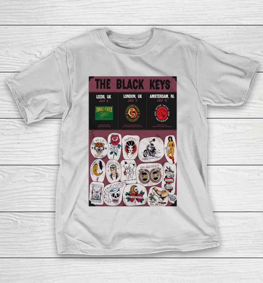 The Black Keys July 8 2025 In Leeds UK, July 11 In London UK And Jul 12 2025 In Amsterdam NL Shirts