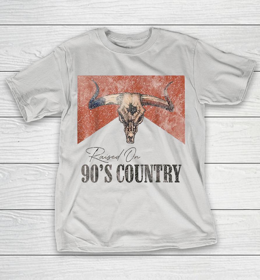 Vintage Western Bull Skull Raised On 90's Country Music Shirts